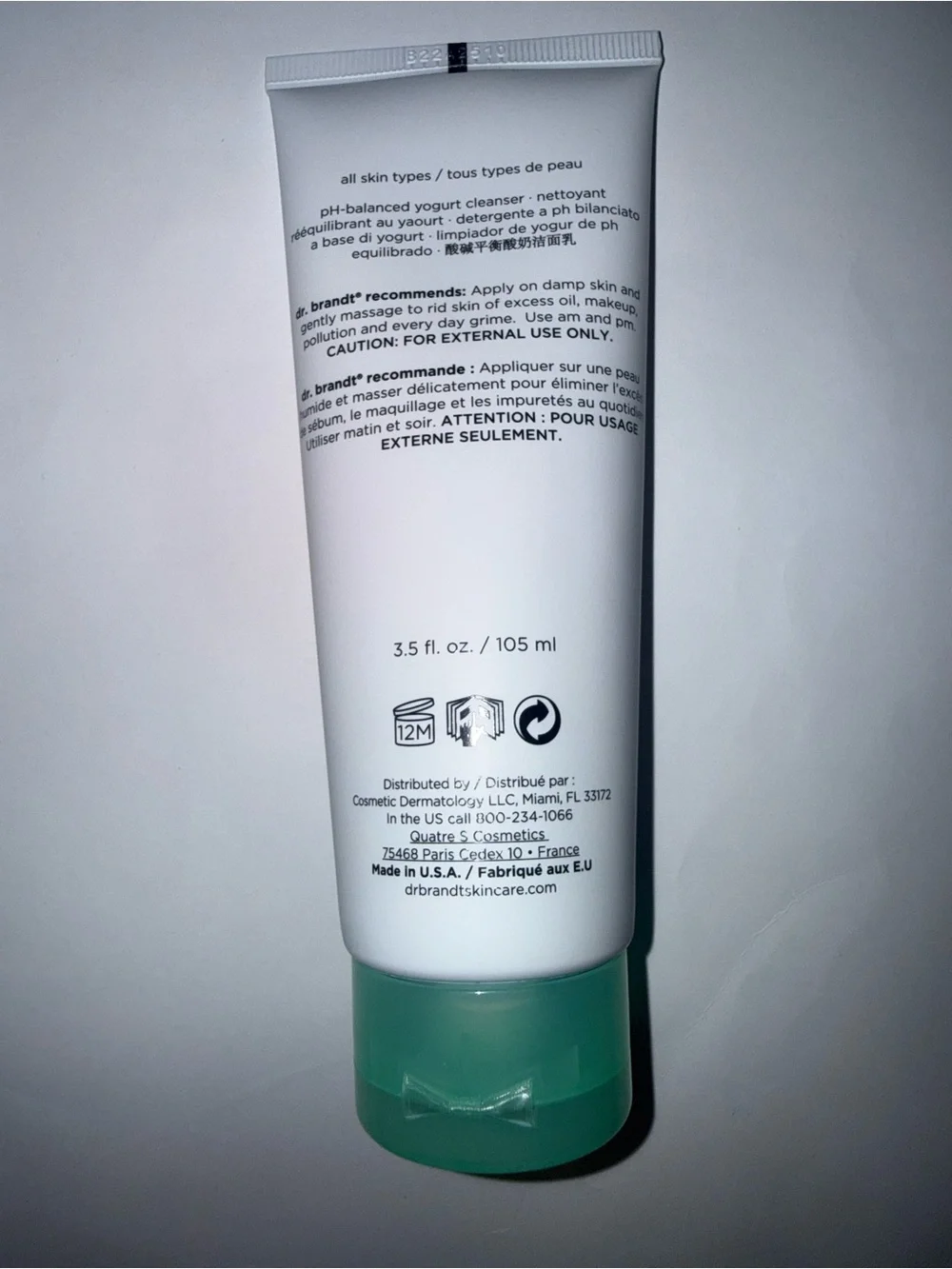 Dr. Brandt Clean Biotic pH-Balanced Yogurt Cleanser with Chlorophyll 3.5 oz NIB